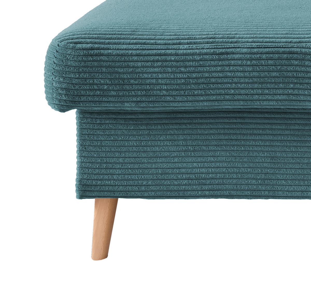 Ecksofa Valentina Petrol Cord - Petrol/Naturfarben, Design, Holz/Textil (150/228cm) - P & B