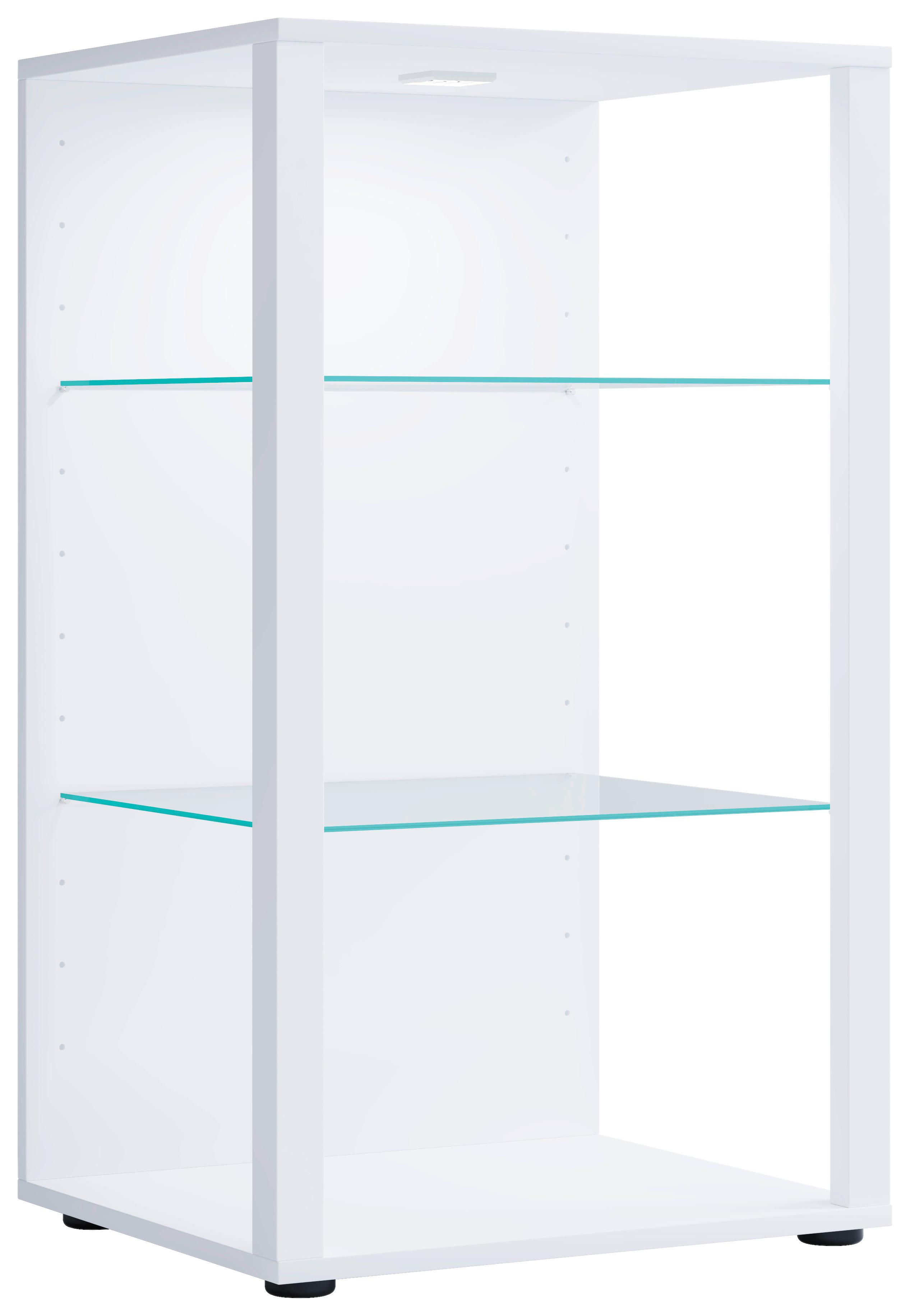 Vitrina Glasol Xxl, Bela - črna/bela, Moderno, umetna masa/steklo (52/90/44cm) - MID.YOU