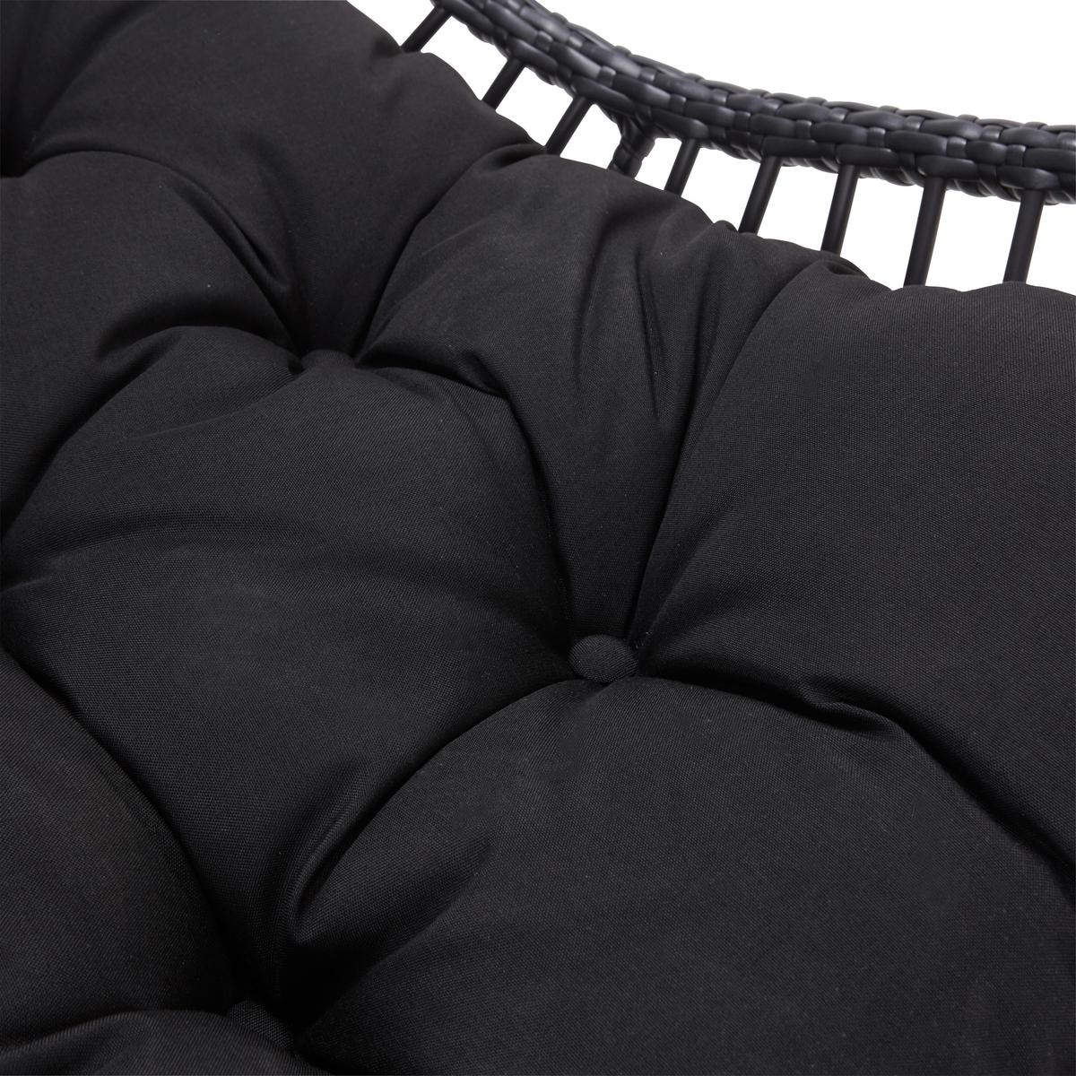 Hängesessel Caitlin Schwarz Metall/Kunststoff/Outdoorstoff - Schwarz, Kunststoff/Textil (110/198/105cm) - Bessagi Garden