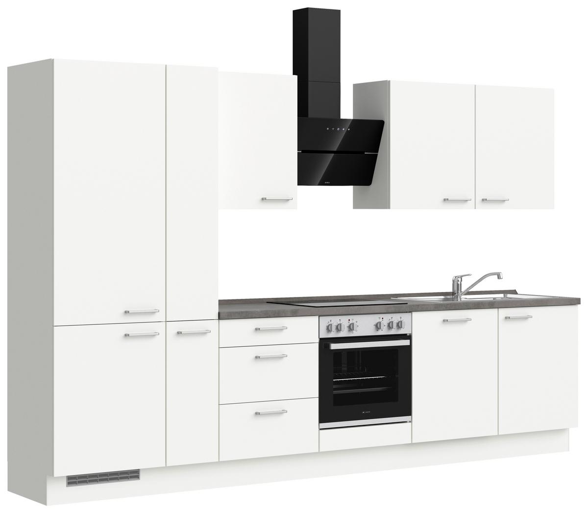 Küchenleerblock Touch High o. Geräte Weiß - Edelstahlfarben/Weiß, MODERN, Holzwerkstoff/Metall (330cm) - Nobilia