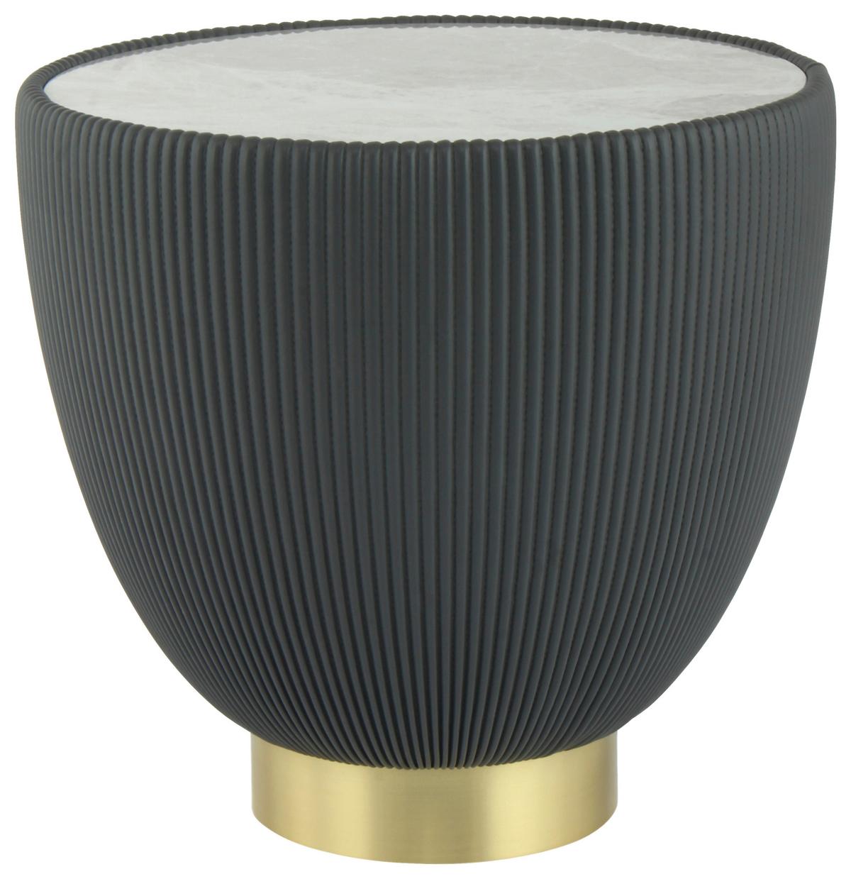 BEISTELLTISCH JOKAI 125 GRAU - Dunkelgrau/Goldfarben, Design, Textil/Stein (47/45cm) - Kayoom