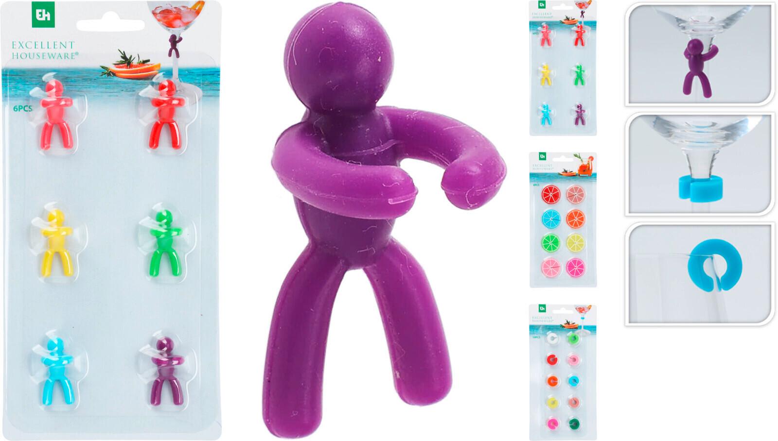 Pohárjelölő-szett Glass Markers - műanyag (3/3/0.3cm)
