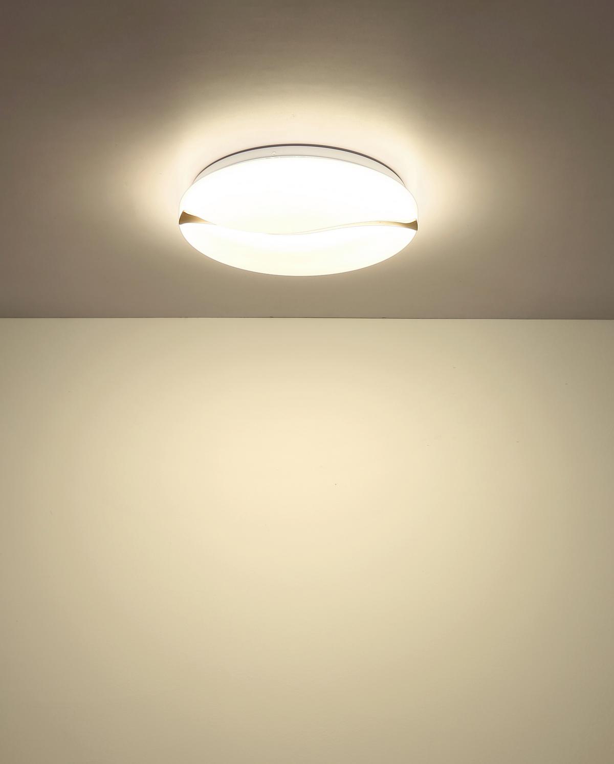 LED-DECKENLEUCHTE 41790-20 LETICIA - Weiss/Braun, Basics, Holz/Kunststoff (39/8cm) - Globo