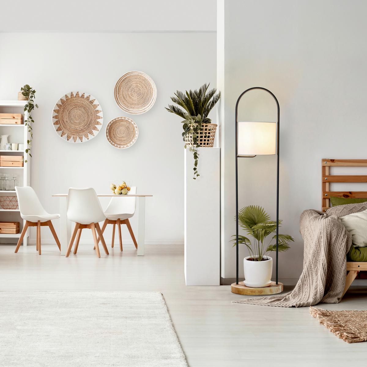 Stoječa Svetilka Acacia - črna/bela, Design, kovina/tekstil (40/153/40cm) - P & B