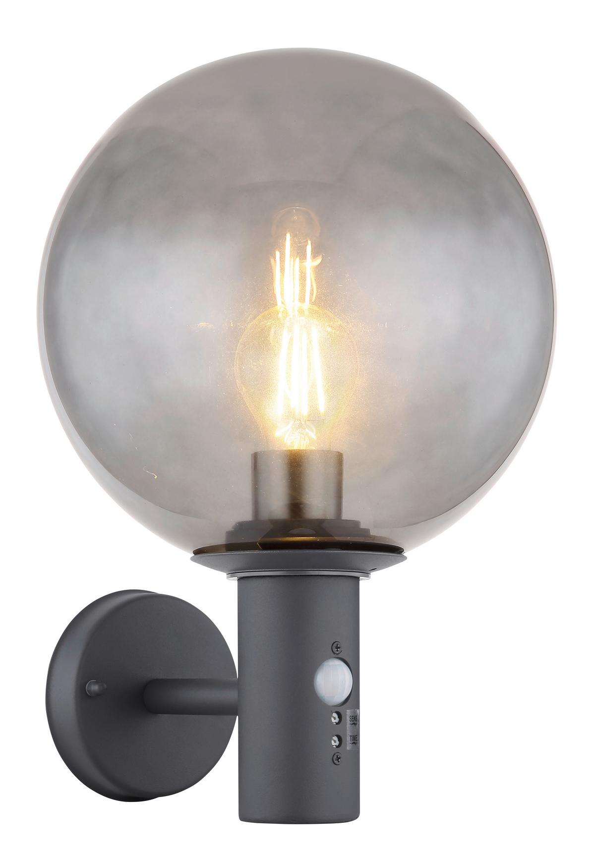 LED-AUSSENLEUCHTE 31865SLMDS - Anthrazit, Konventionell, Glas/Metall (25/37cm) - Globo