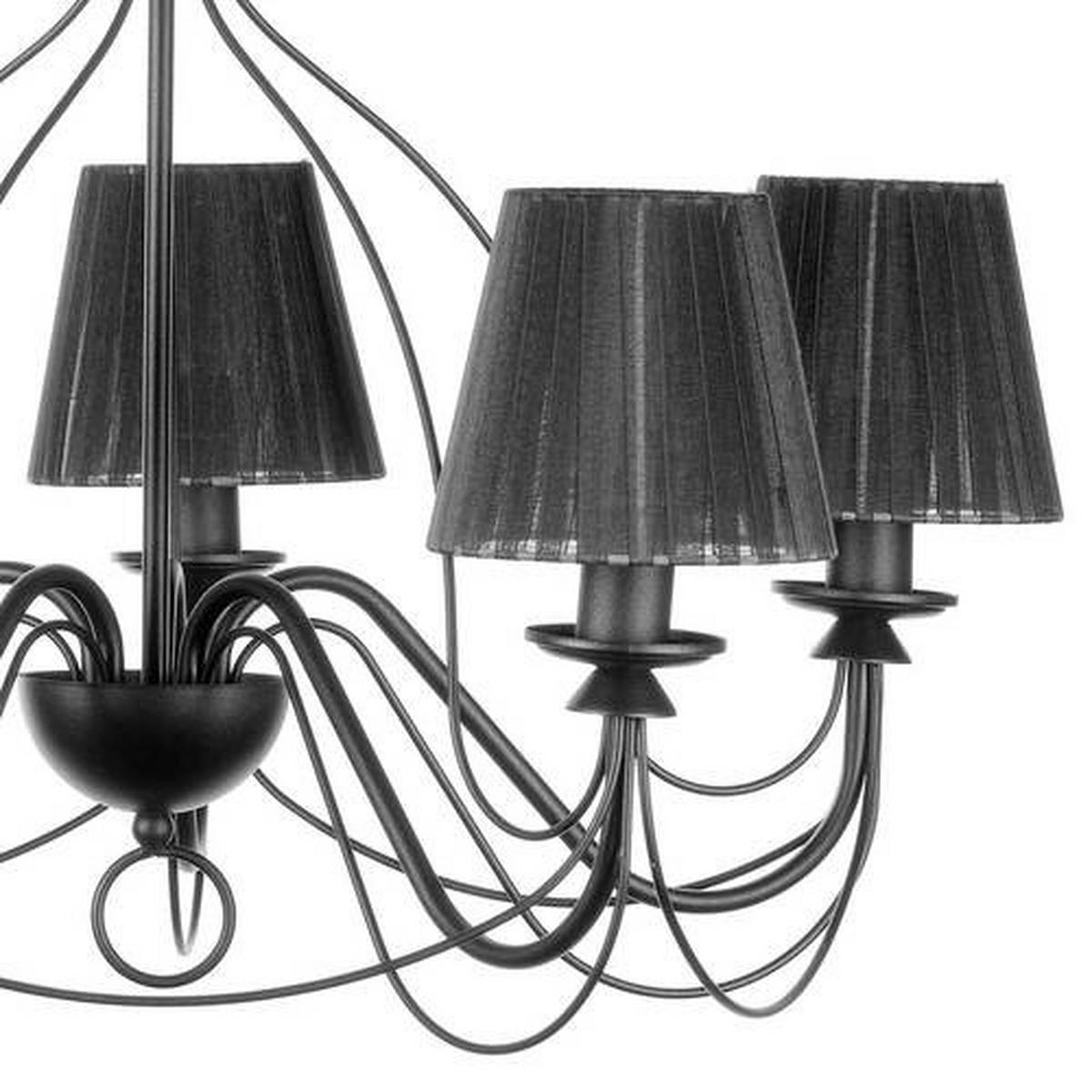 Kronleuchter Loris nero Schwarz max. 6 Watt - Schwarz, KONVENTIONELL, Textil/Metall (65/65/130cm)