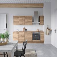 Küchenblock Structura Low m. Geräten Eiche dunkel - Eiche dunkel/Eichefarben, MODERN, Holzwerkstoff/Metall (240cm) - Nobilia