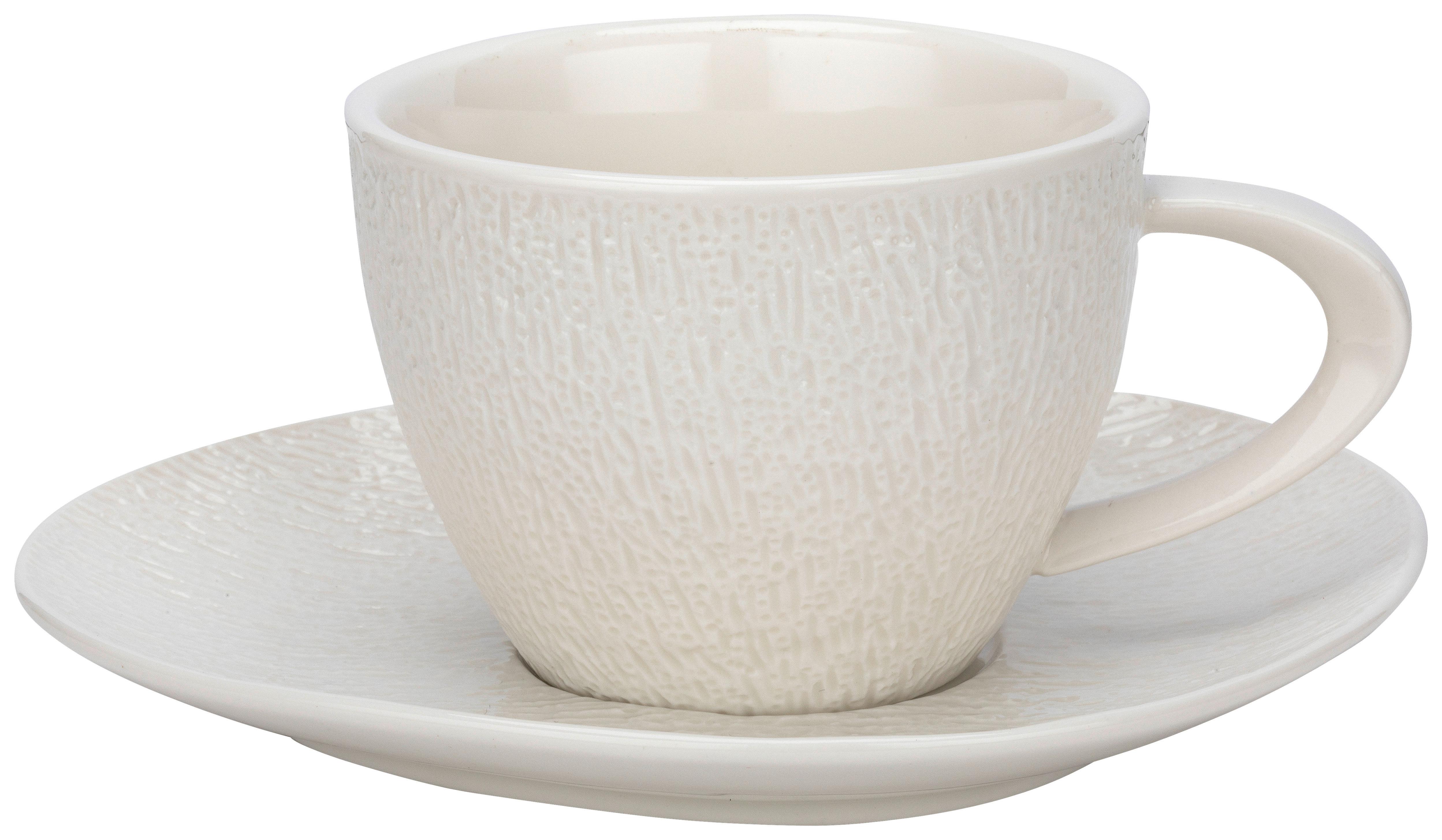 Kaffeetasse mit Untertasse Haruki in Weiß - Weiß, MODERN, Keramik - Mömax