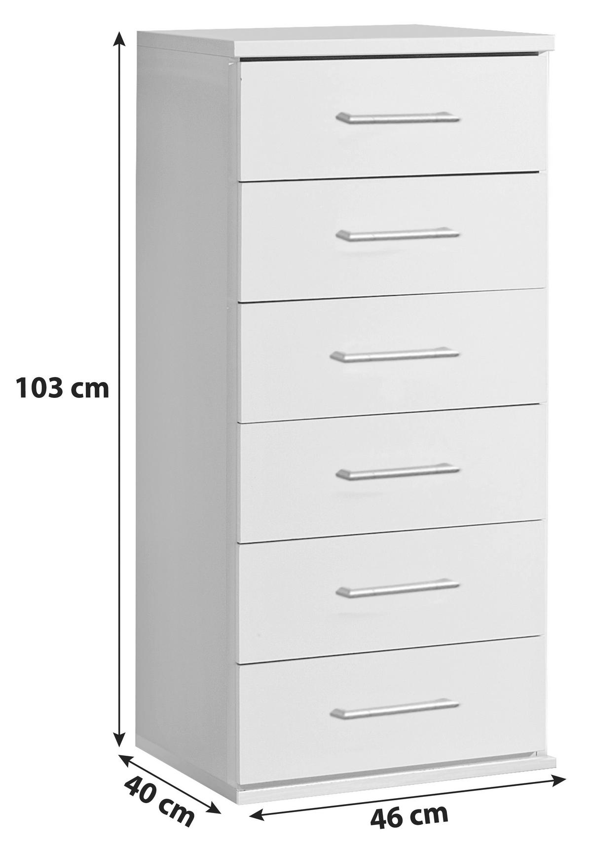 KOMODA OSAKA - biały/kolor aluminiowy, Konventionell, materiał drewnopochodny/tworzywo sztuczne (46/103/40cm) - MID.YOU