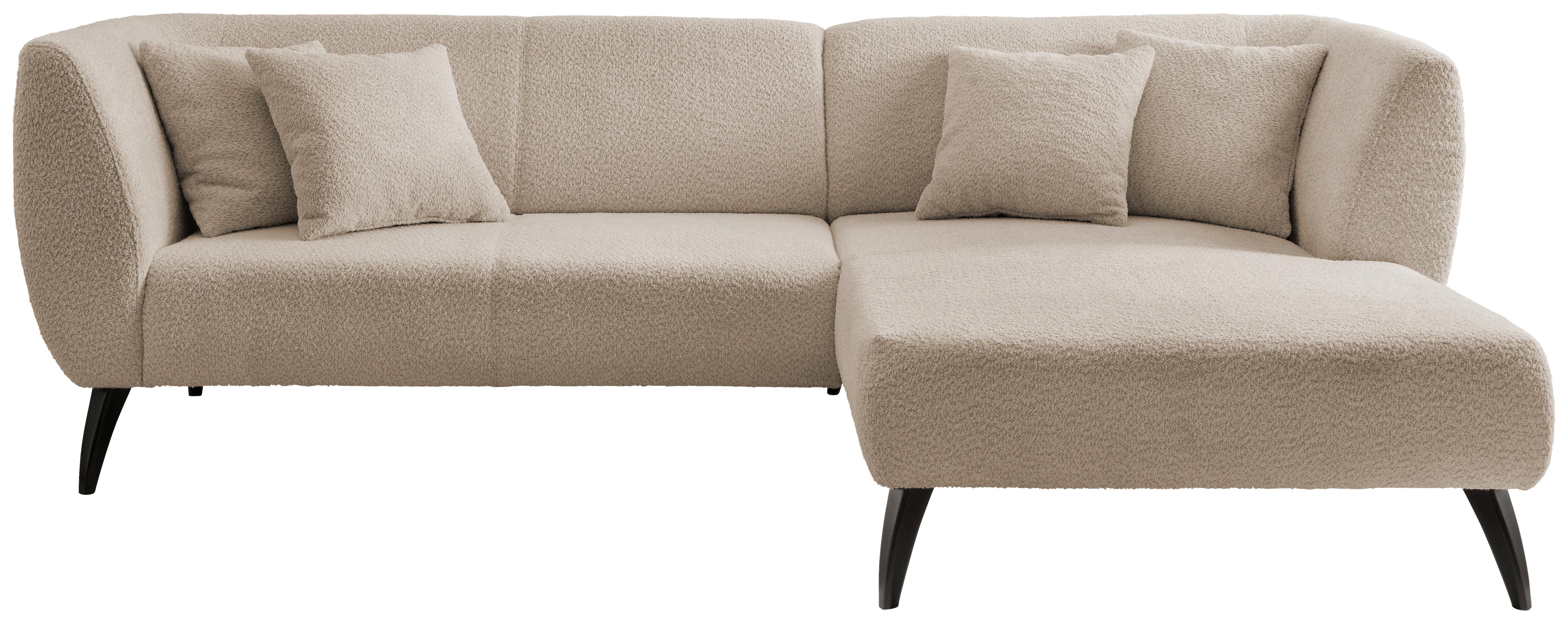 Wohnlandschaft Colori beige Bouclé - Beige/Schwarz, MODERN, Holz/Textil (264/160cm) - MID.YOU