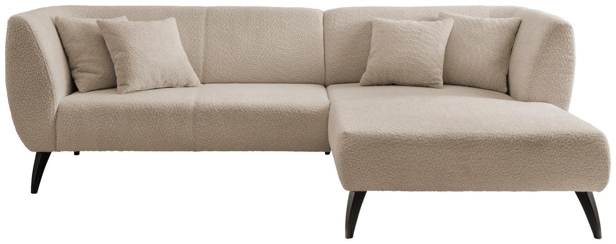 Wohnlandschaft Colori beige Bouclé - Beige/Schwarz, MODERN, Holz/Textil (264/160cm) - MID.YOU