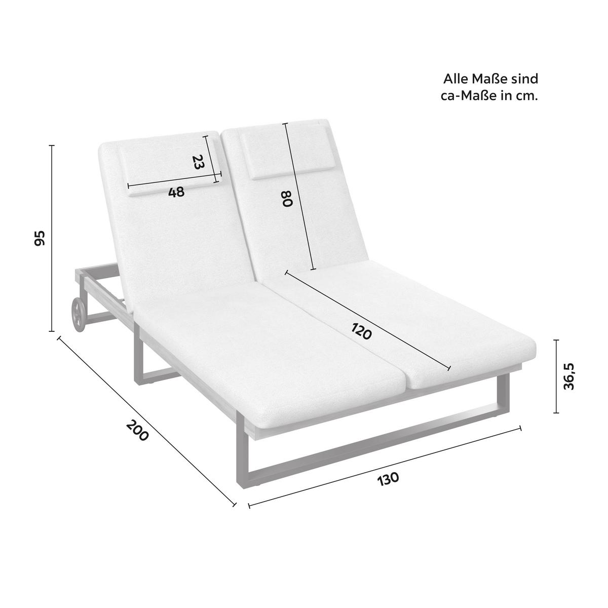 Gartenliege Elenyi creme/grau Metall/Outdoorstoff/Holz - Greige, MODERN, Holz/Textil (130/95/200cm) - Bessagi Garden