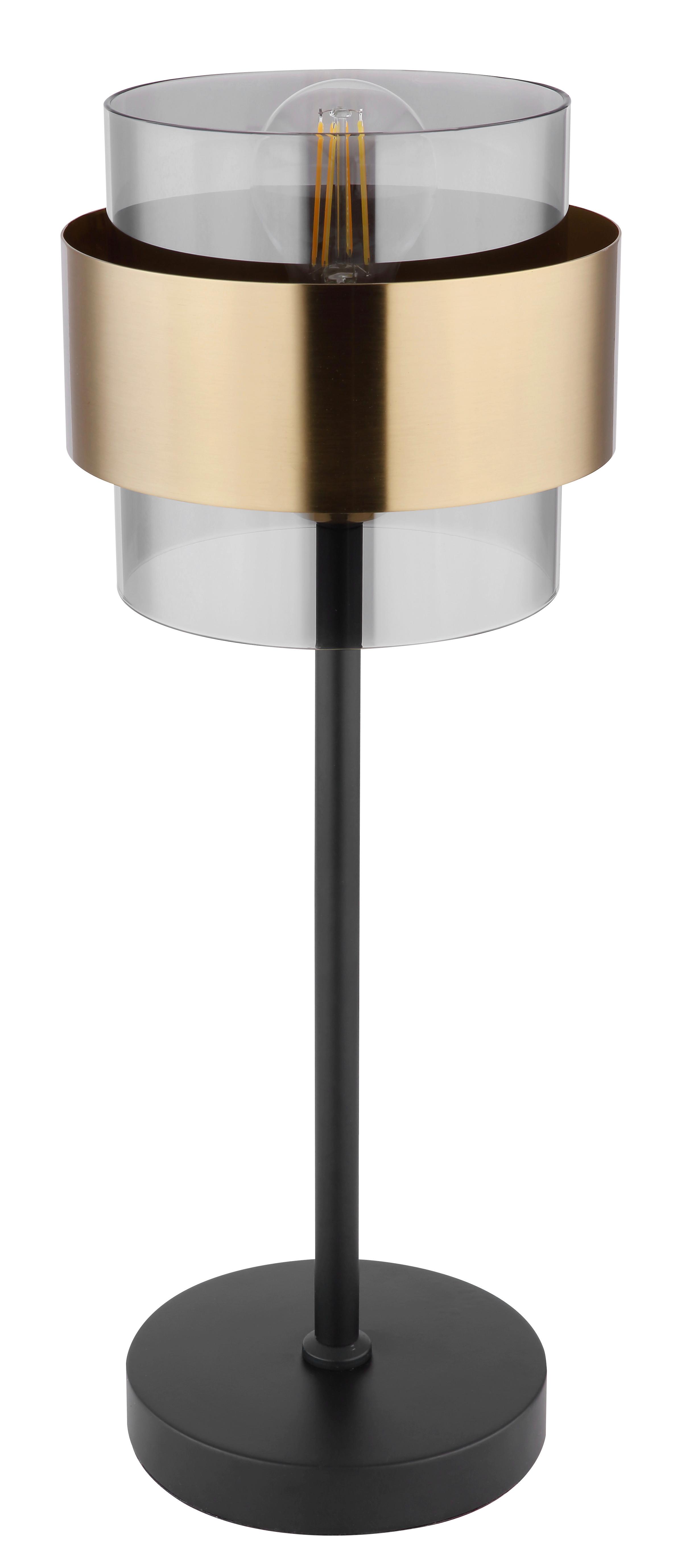Tischleuchte Milley in Schwarz/Messing max. 60 Watt - Messingfarben/Schwarz, MODERN, Glas/Metall (18/47cm) - Globo