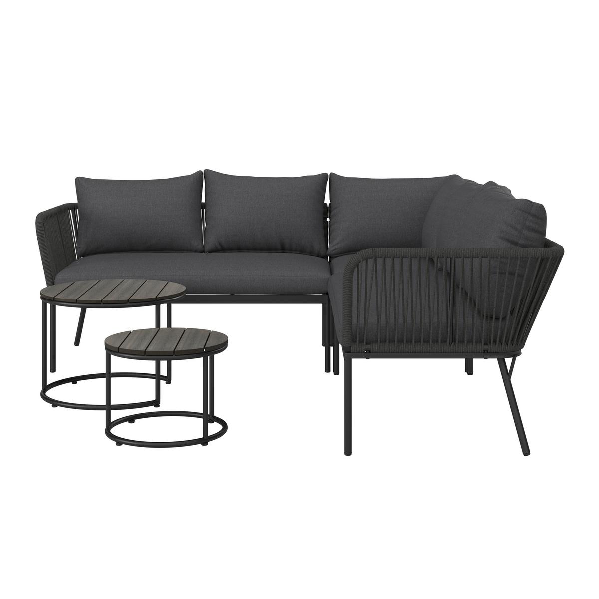 Loungegarnitur Cemi Anthrazit, 5-teilig - Anthrazit, MODERN, Kunststoff/Textil (210/72/210cm) - Mömax