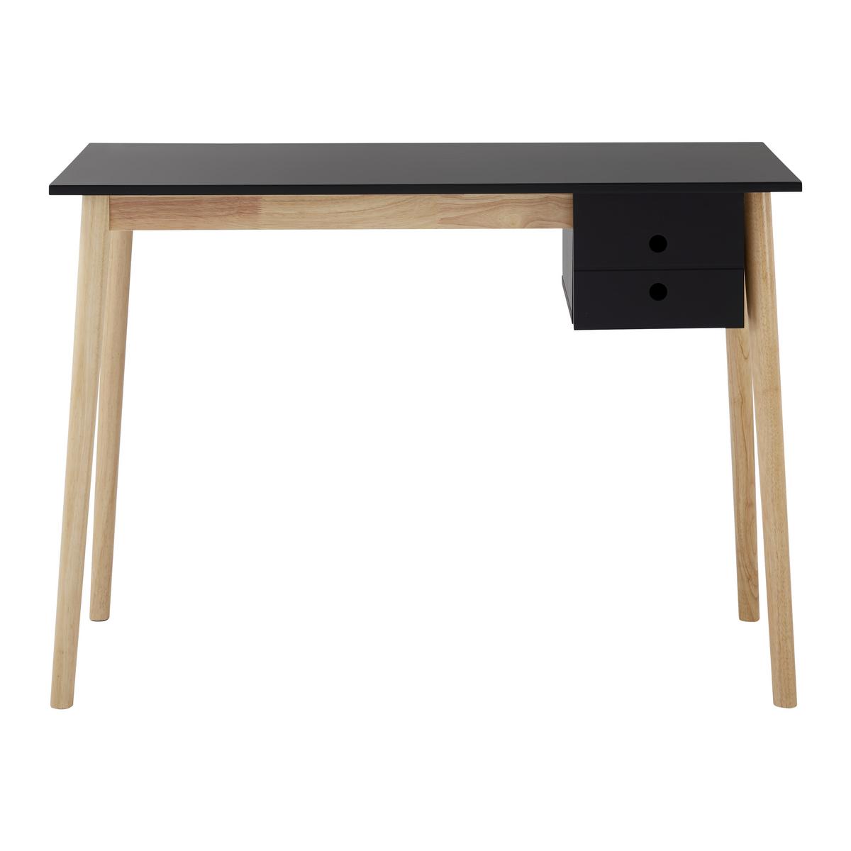 Schreibtisch Melanie Schwarz Echtholz/MDF ca. 160x48 cm - Schwarz/Naturfarben, MODERN, Holz (106/48/77cm) - Bessagi Home