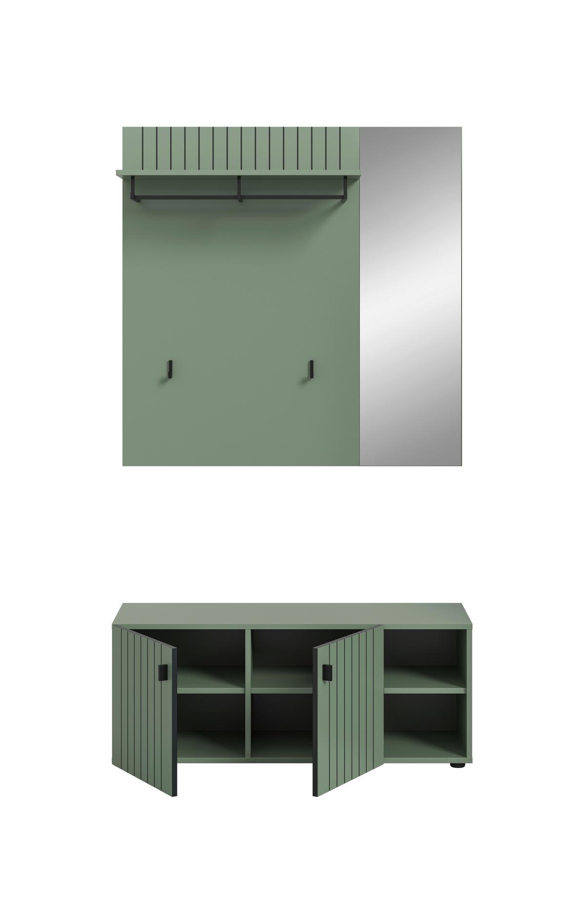 Predsoba Station, Sivozelena, 2-Delna - sivozelena, Design, leseni material (106/192/37cm) - MID.YOU