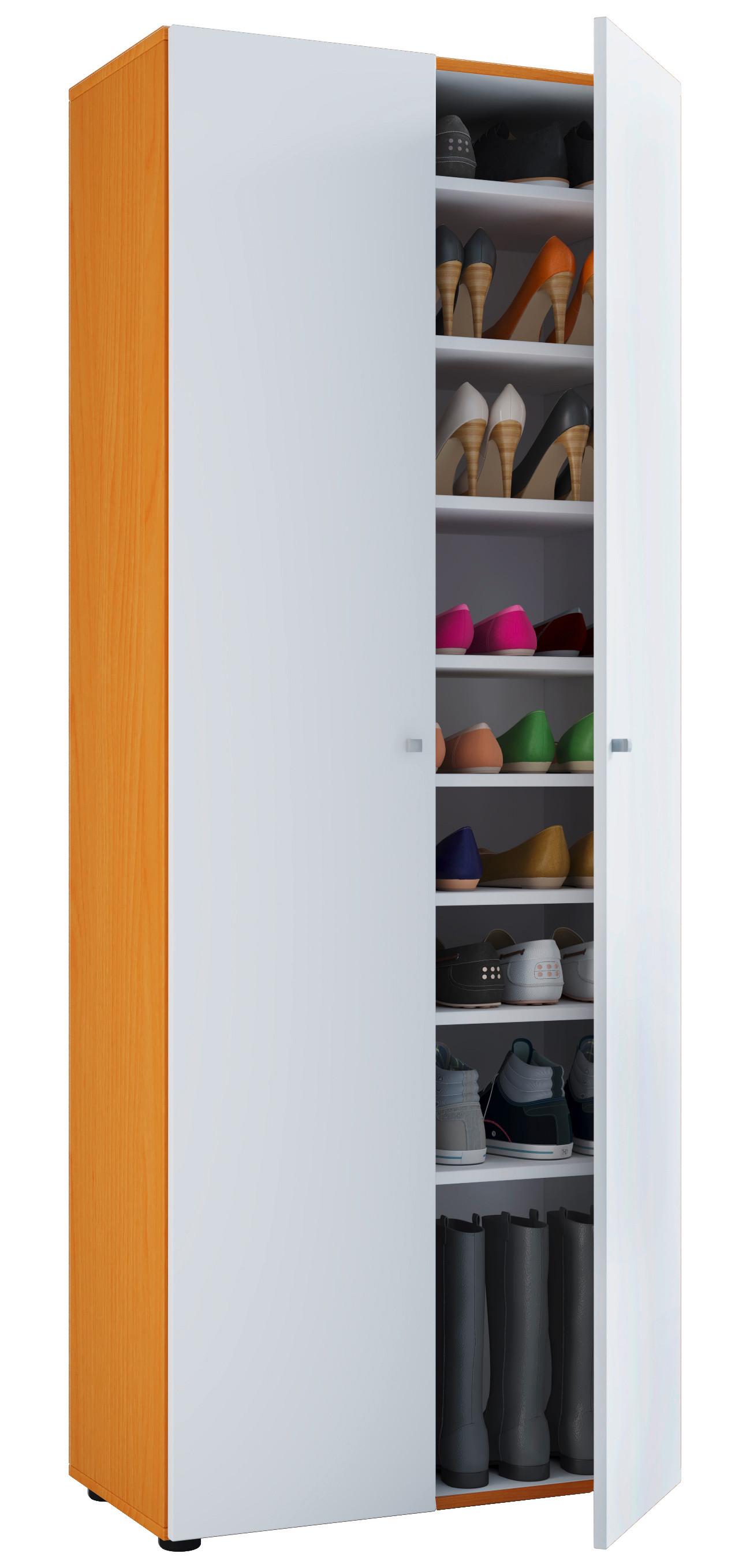 SCHUHSCHRANK VANDOL I 9 DT - Weiss/Buchefarben, Design, Holzwerkstoff/Kunststoff (71/180/39cm) - MID.YOU