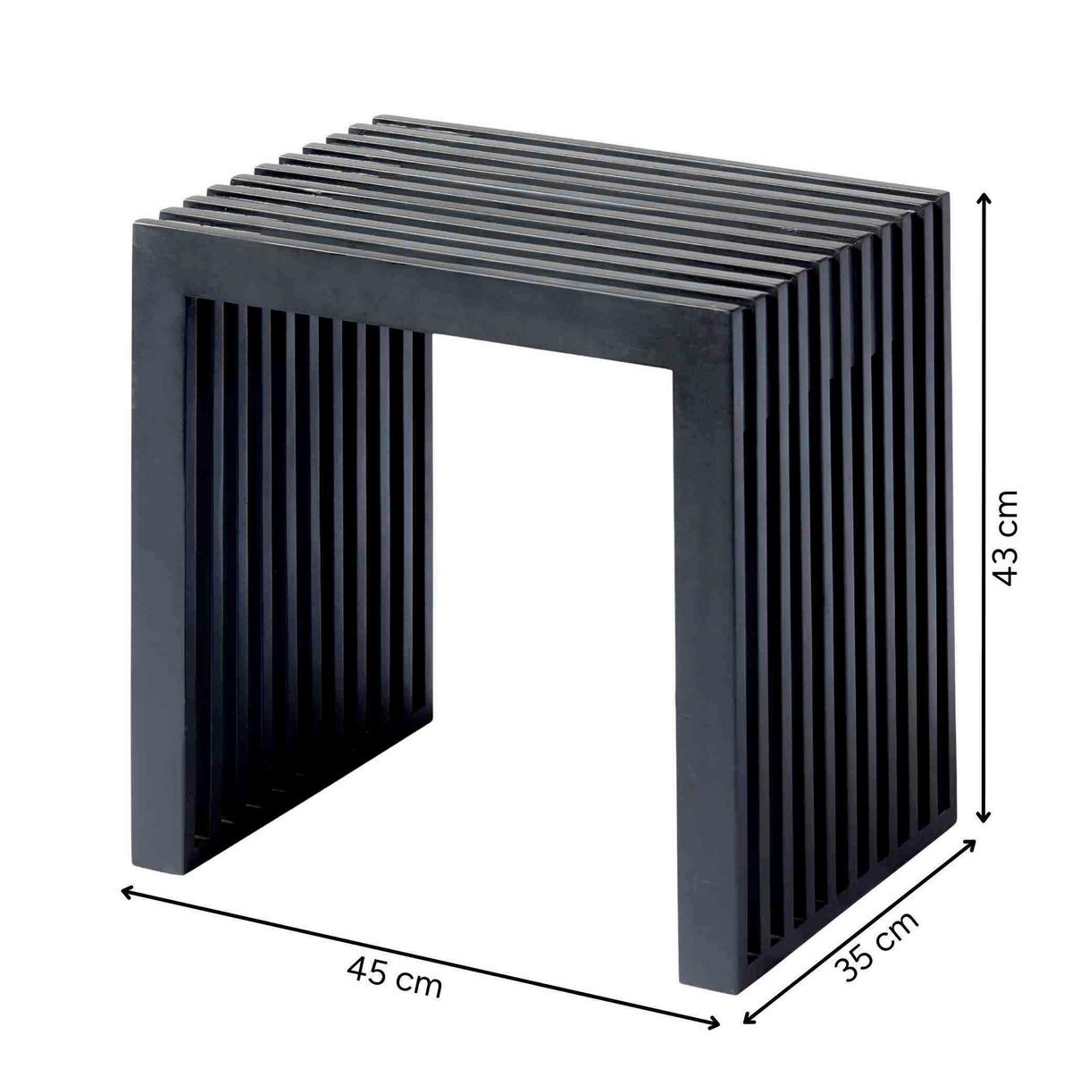 Hocker RIB ca. 45x43x35 cm - Schwarz, KONVENTIONELL, Holz (45/43/35cm) - MID.YOU