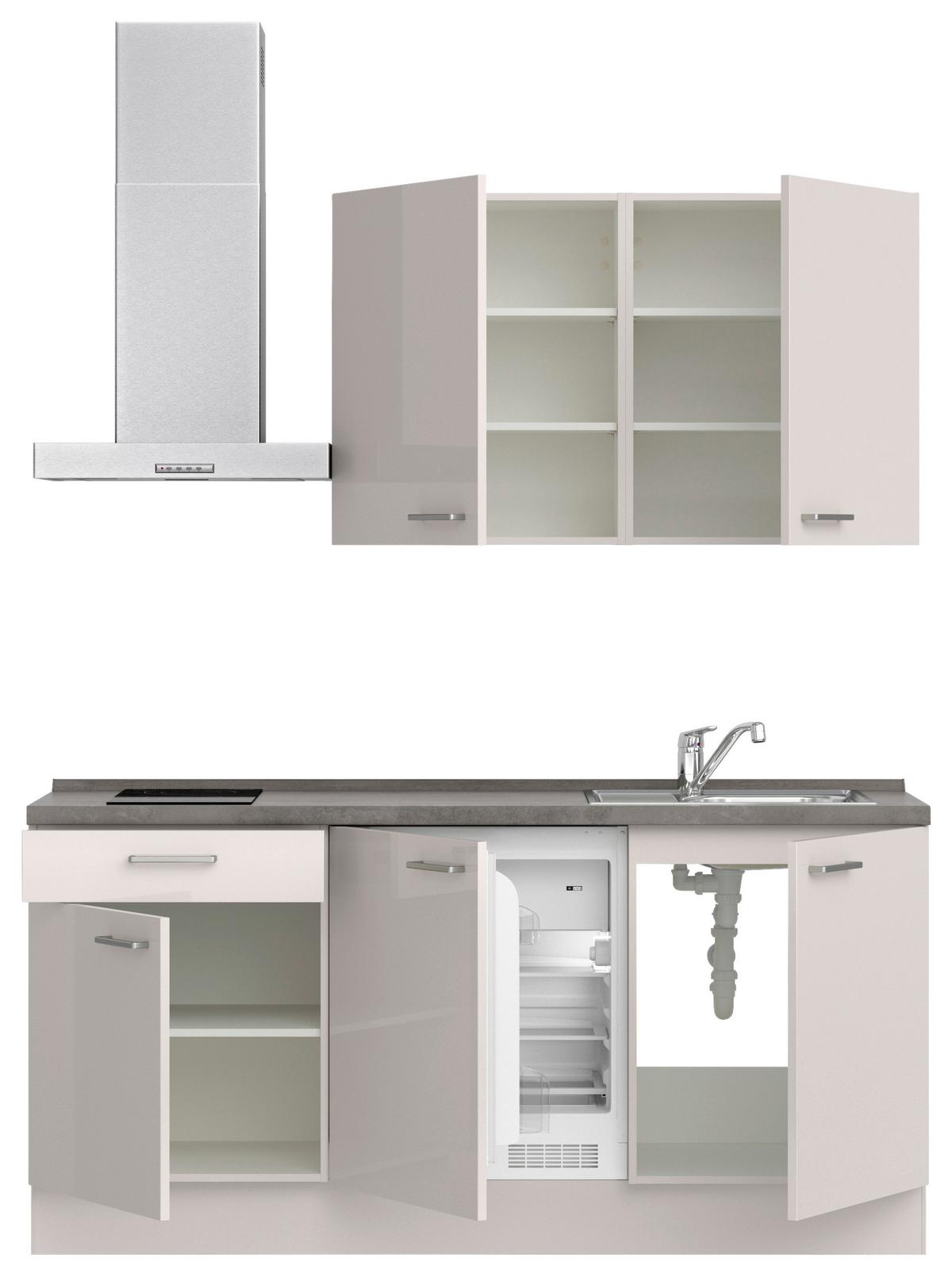 Küchenleerblock Flash Low o. Geräte Hellgrau - Schieferfarben/Edelstahlfarben, MODERN, Holzwerkstoff/Metall (180cm) - Nobilia