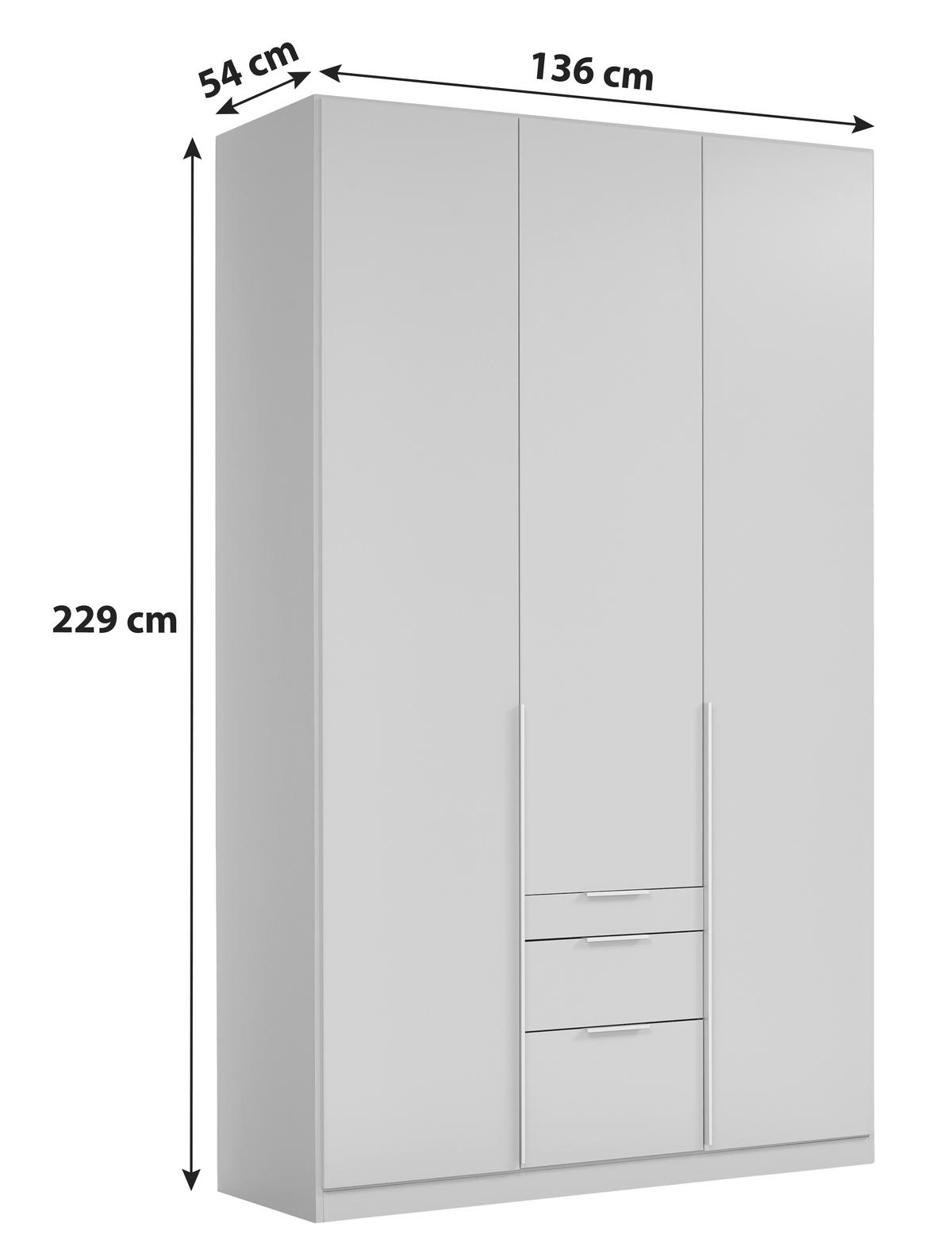 Dulap cu uși rotative ALABAMA - gri deschis, Modern, material pe bază de lemn (136/229/54cm)