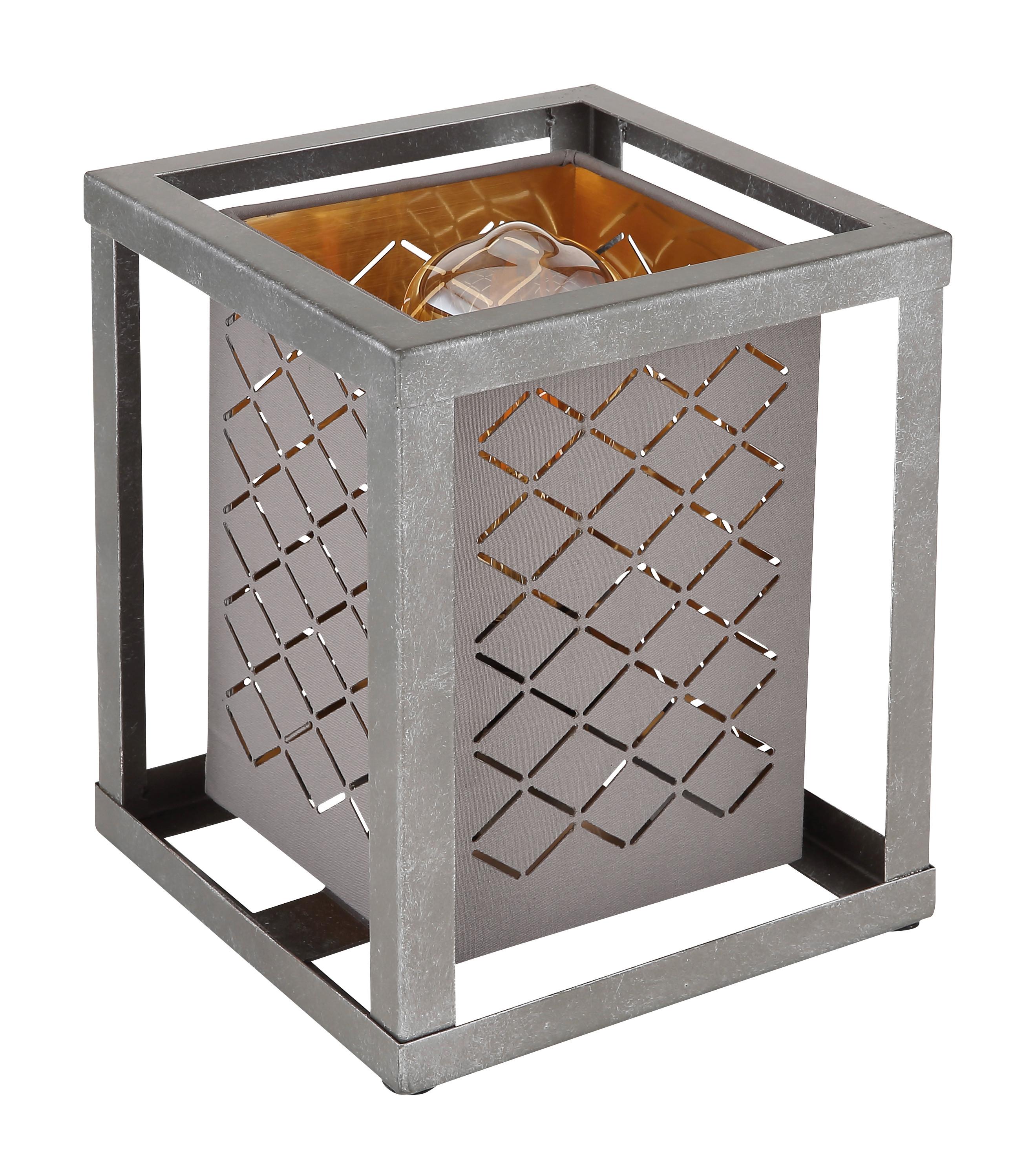 Tischleuchte Thomas in Grau max. 25 Watt - Silberfarben/Goldfarben, Design, Textil/Metall (17/17/22cm) - Globo