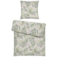 Bettwäsche Stitched Leaves Grün/Beige ca. 135x200cm - Beige/Grün, Textil (135/200cm) - Modern Living