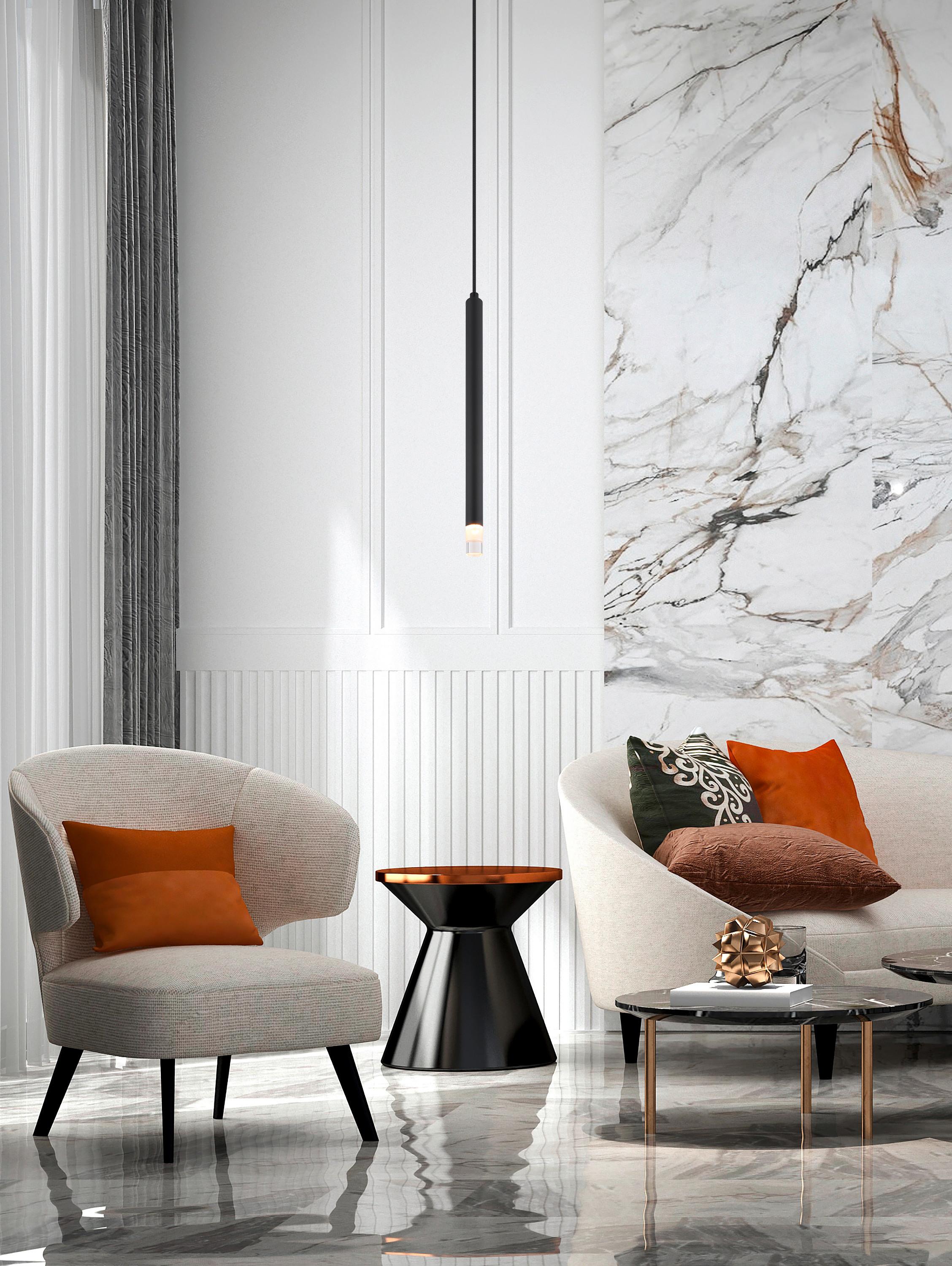 Hängeleuchte Blake Schwarz max. 4 Watt - Klar/Schwarz, Basics, Kunststoff/Textil (12/120cm) - Globo