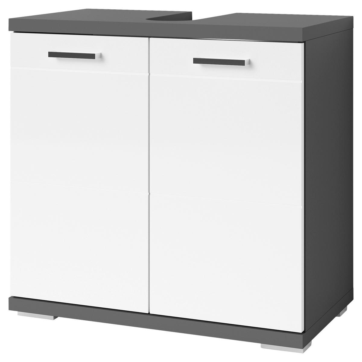 Waschbeckenunterschrank Nebras ka ca60x59x31cm Anthrazit/Weiß - Chromfarben/Weiß Hochglanz, MODERN, Holzwerkstoff/Kunststoff (60/59/31,5cm) - MID.YOU