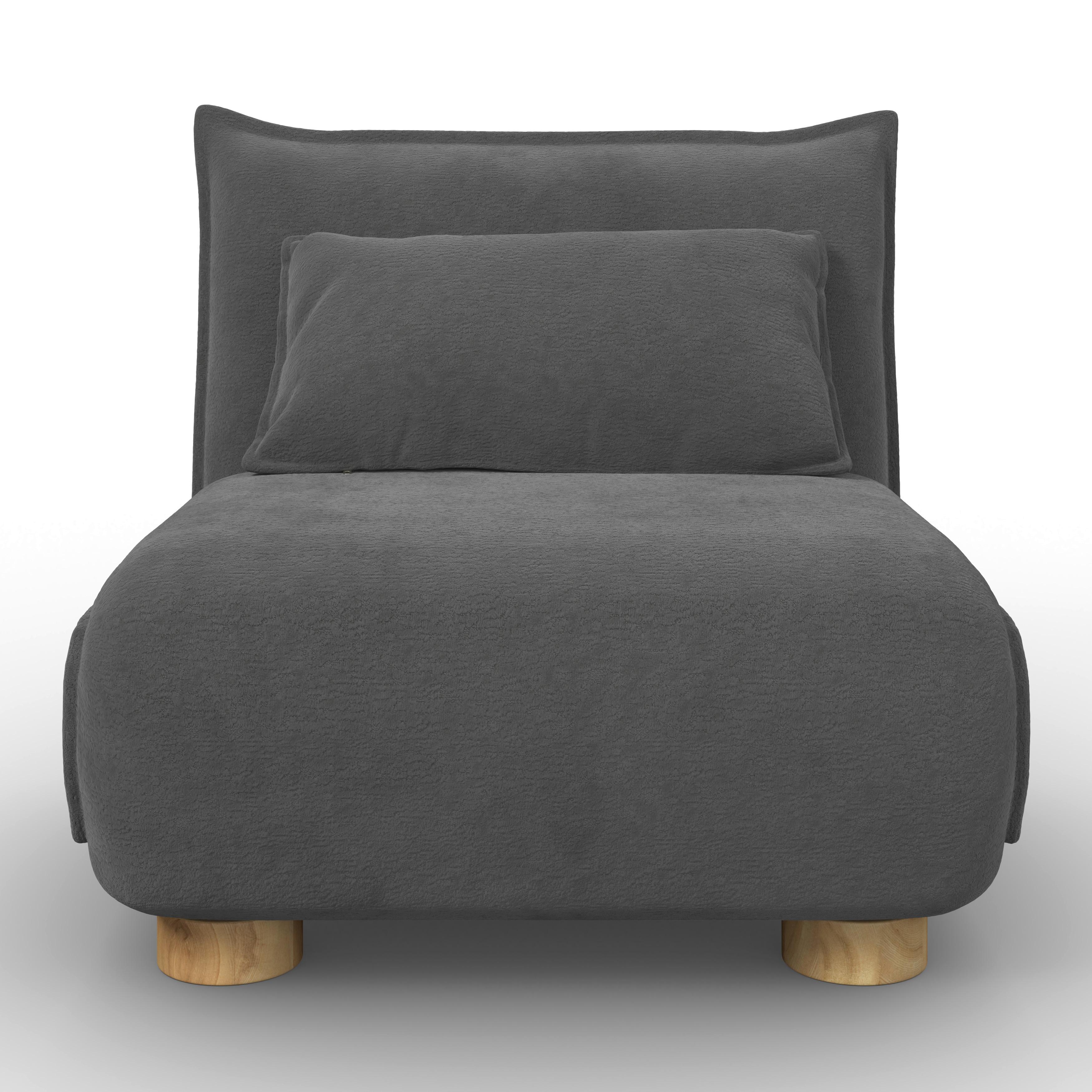 Schlafsessel Bella Bouclé Dunkelgrau - Dunkelgrau/Naturfarben, MODERN, Holz/Textil (83/41/63cm) - Bessagi Home