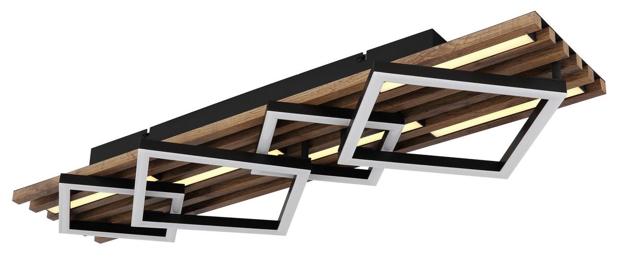 Led Stropna Svjetiljka Obrien - bijela/tamno smeđa, Natur, drvni materijal/metal (82/31/9,5cm) - Globo
