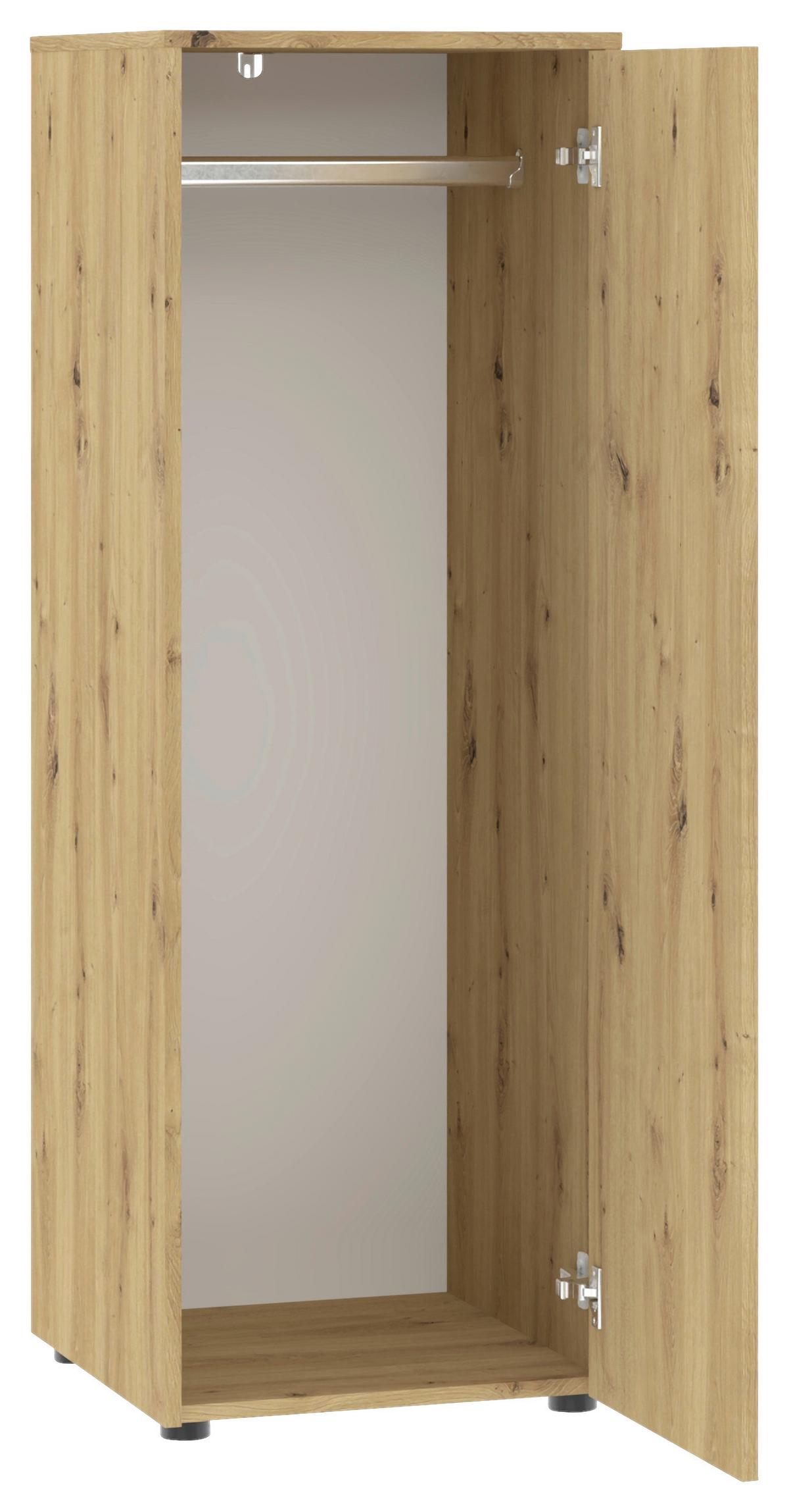 Kleiderschrank Kivo Eiche Artisan - Schwarz/Eiche Artisan, MODERN, Holzwerkstoff/Kunststoff (45/129,8/52,1cm) - Based