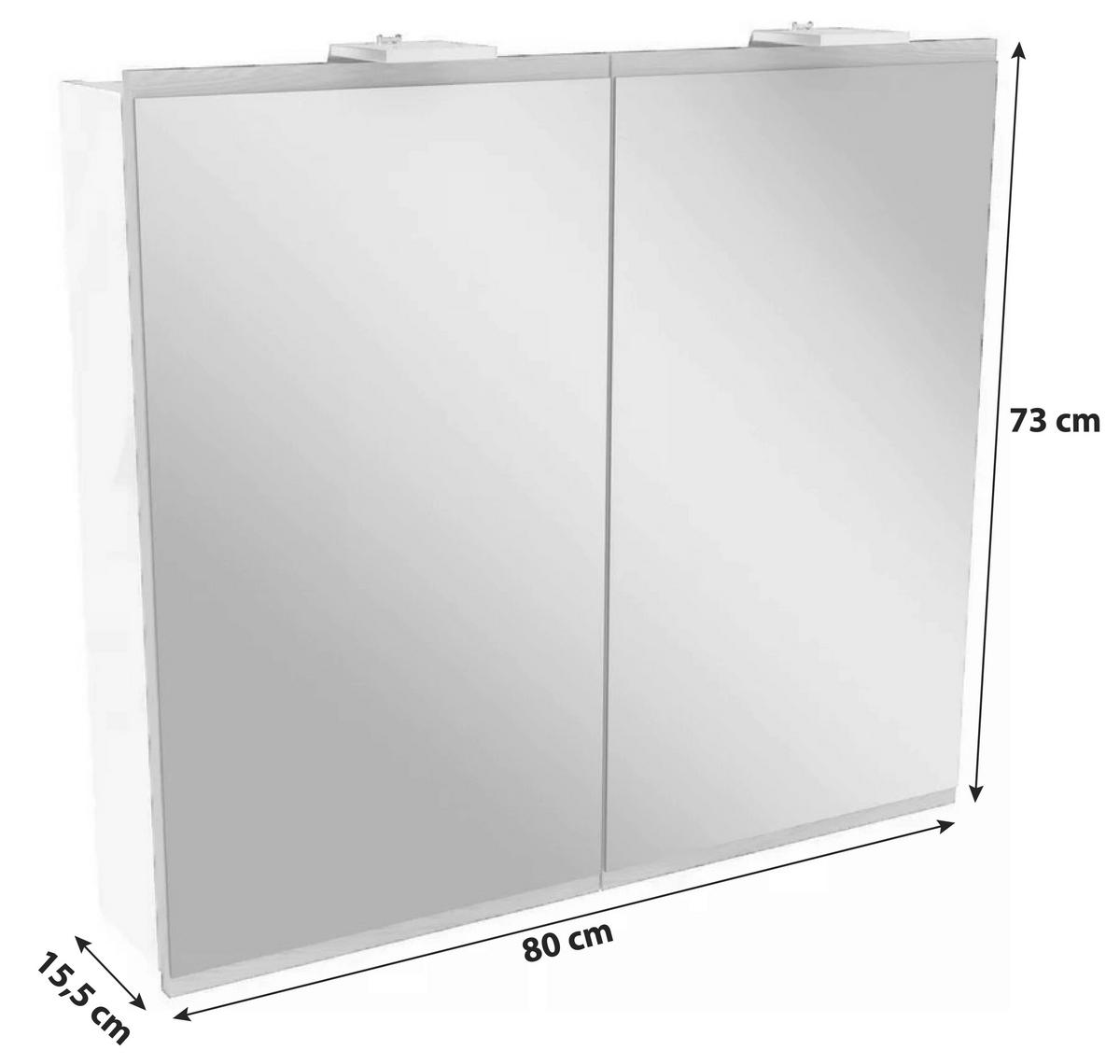 Spiegelschrank "Lima" , weiß - MODERN, Glas/Holzwerkstoff (80/73/15,5cm) - MID.YOU