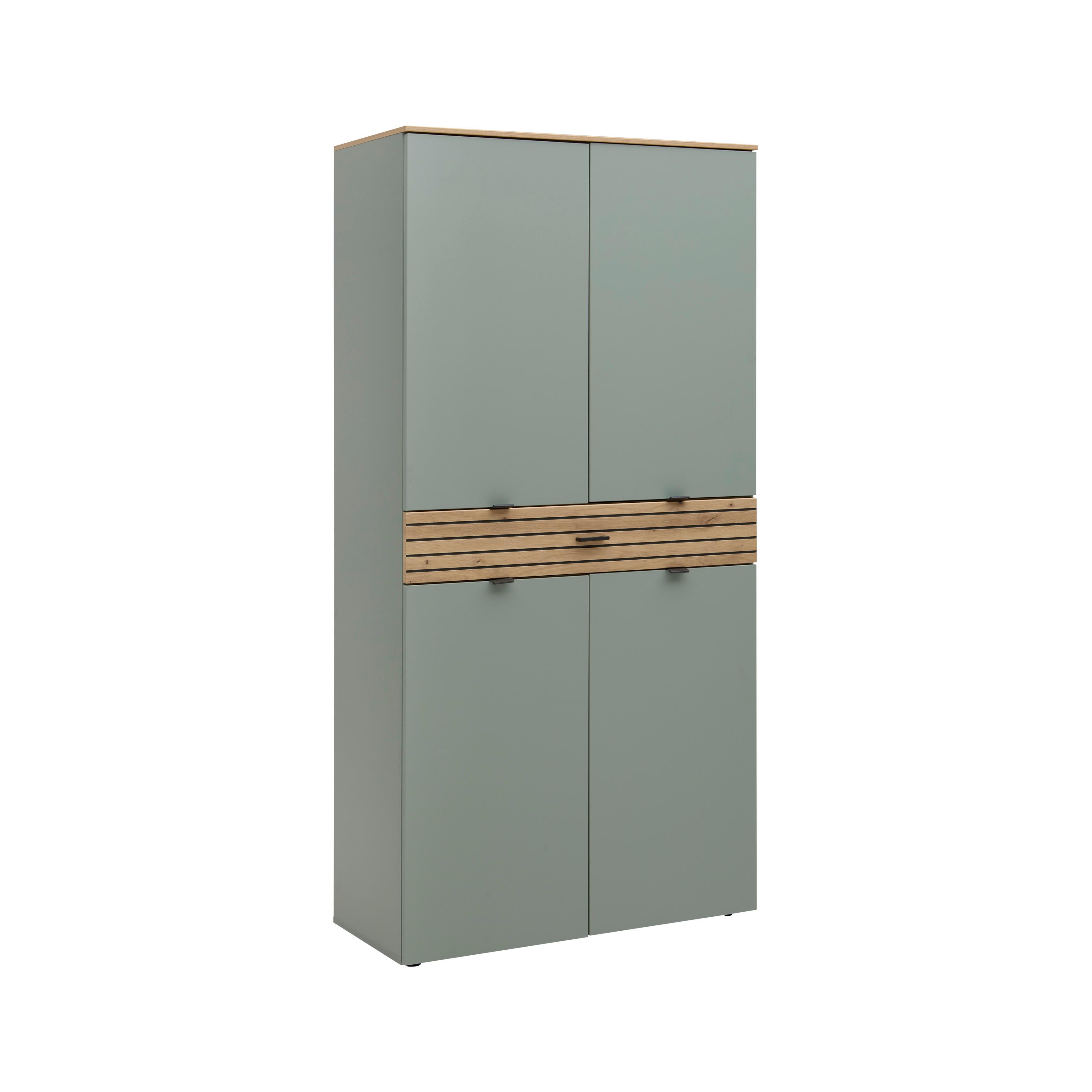 Mehrzweckschrank Bahia M Grün/Eiche Artisan - Schilfgrün/Schwarz, MODERN, Holzwerkstoff/Metall (91/184/41cm) - Mömax