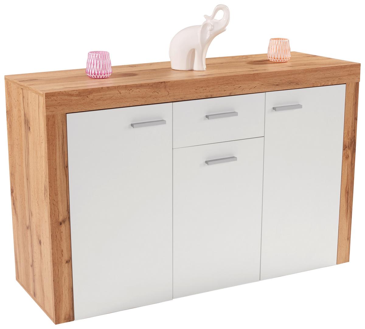 Comodă Focus - alb/culoare lemn stejar, Modern, material pe bază de lemn (133,9/79/39cm) - Modern Living