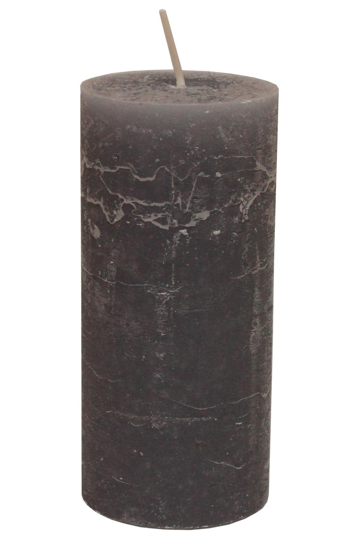 Stumpenkerze Lia in Grau - Grau, MODERN (6,8/15cm) - Premium Living