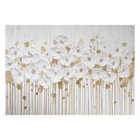 Leinwandbild HP054 Luxe Flora Weiß/Goldfarben ca. 70x100cm - Goldfarben/Weiß, Basics, Holz/Textil (70/100cm)