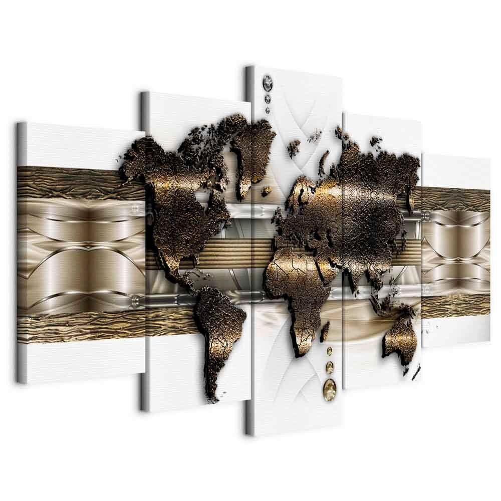 Slika Na Platnu Metalic World - zlate barve/bela, Basics, tekstil/leseni material (200/100/1.2cm) - artgeist