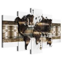 Slika Na Platnu Metalic World - zlate barve/bela, Basics, tekstil/leseni material (200/100/1.2cm) - artgeist