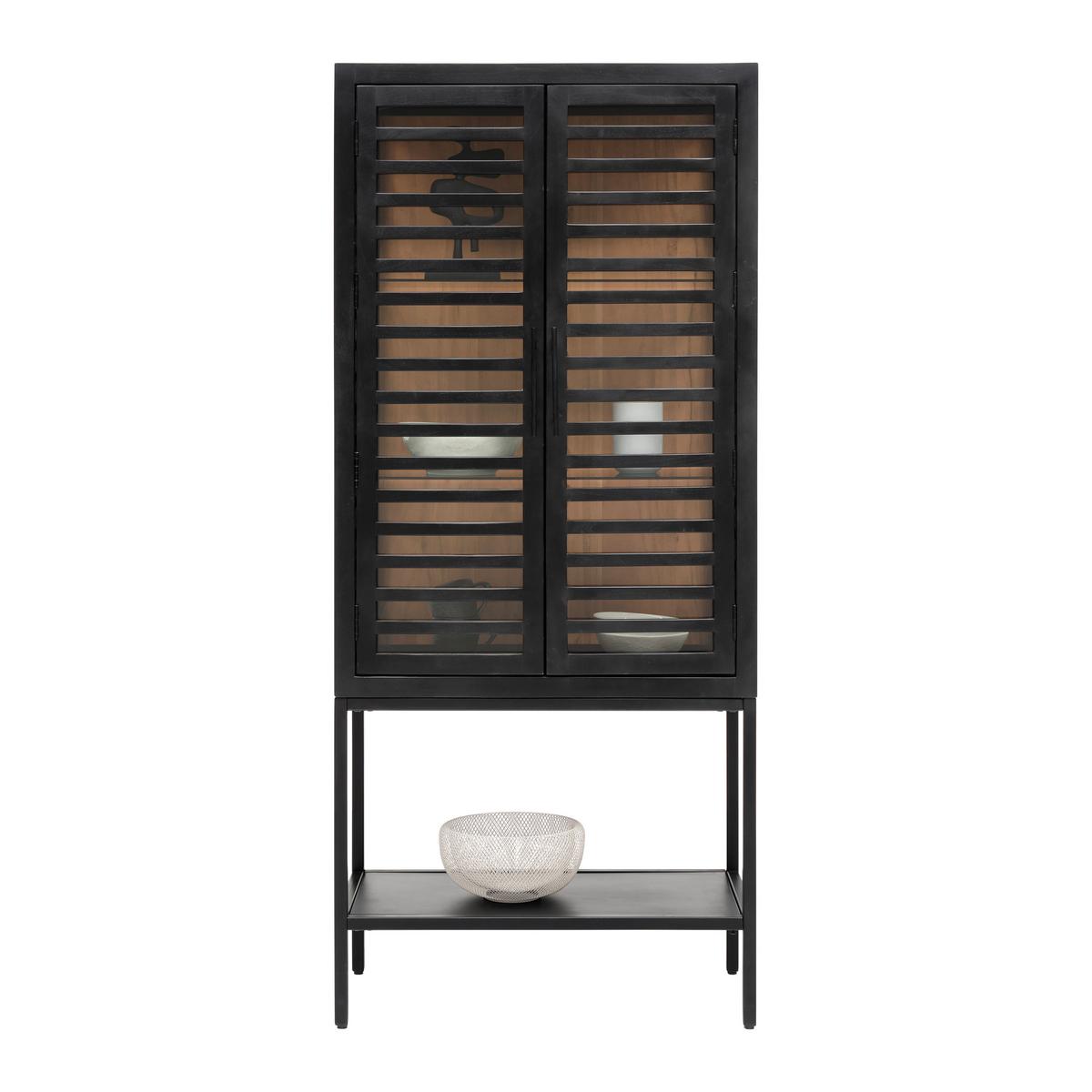 Glasvitrine Showcase in Schwarz aus Akazienholz - Schwarz, Modern, Glas/Holz (80/180/43cm) - Premium Living