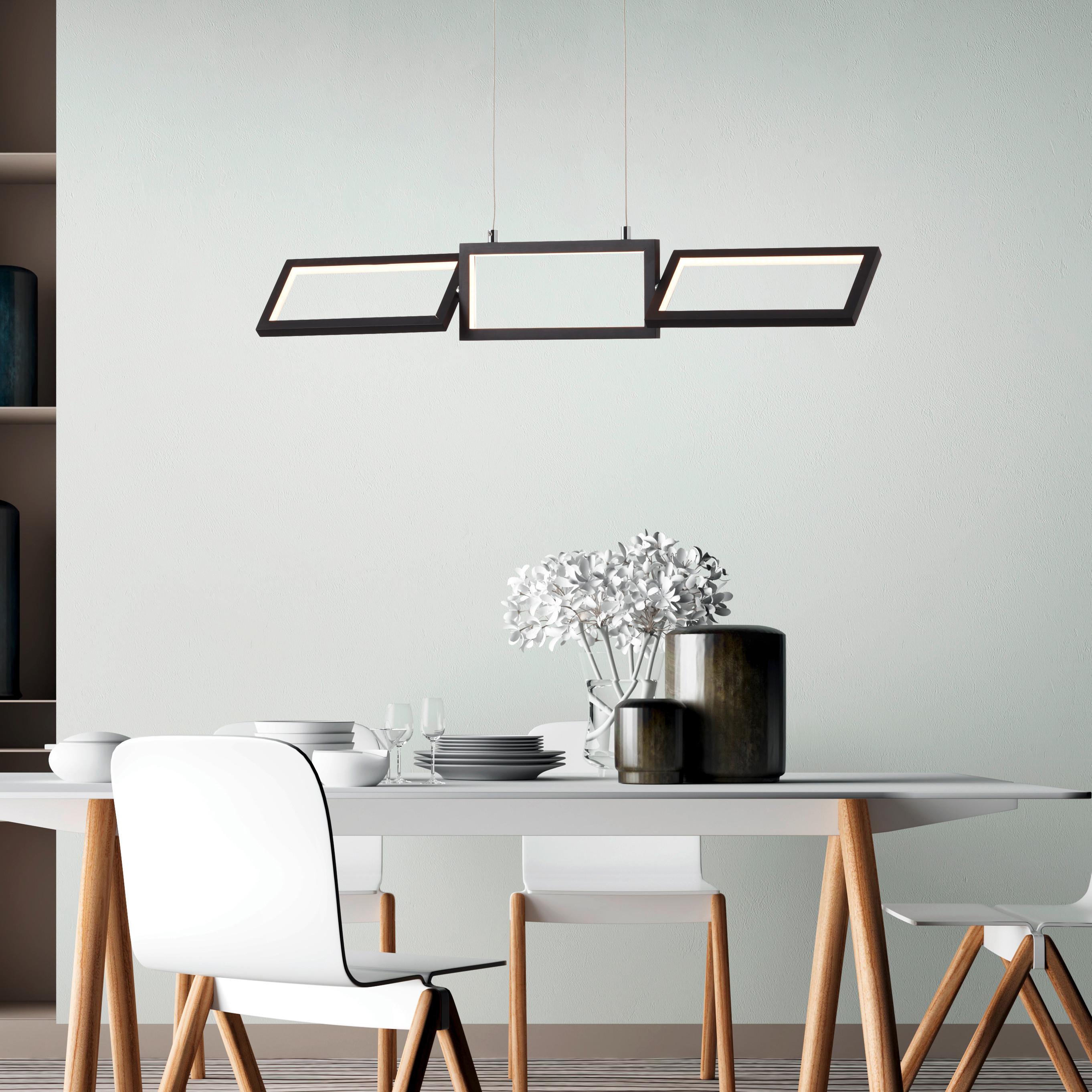 LED-Hängeleuchte Ranut Schwarz max. 34 Watt - Schwarz, Design, Kunststoff/Metall (80,5/12/120cm)