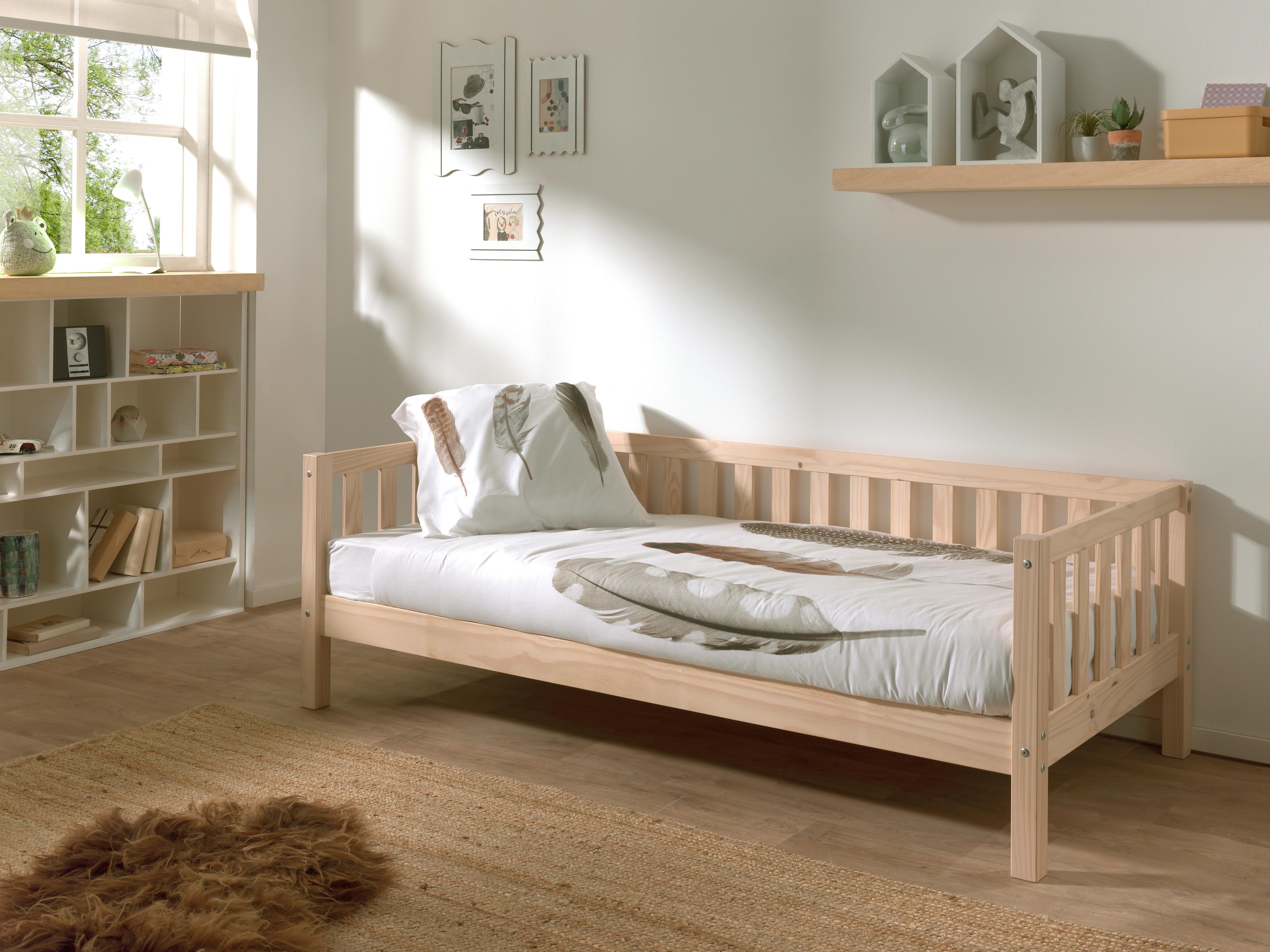 Kinder-/Juniorbett Fritz Naturfarben ca. 90x200 cm - Kieferfarben, MODERN, Holz/Holzwerkstoff (90/200cm) - Vipack