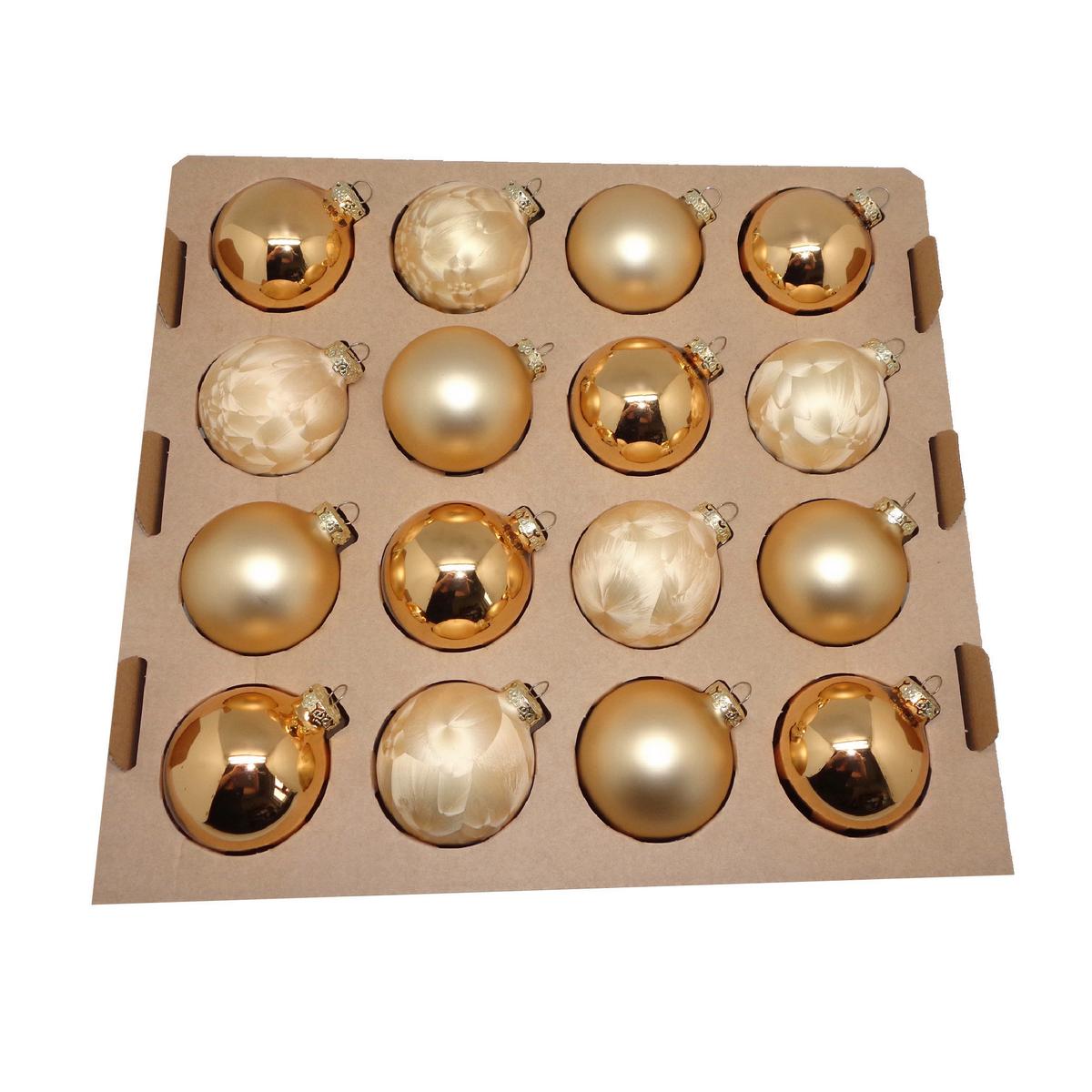 ZESTAW BOMBEK CHOINKOWYCH 616-2039-900 - kolor złoty, Basics, szkło (6cm) - X-Mas