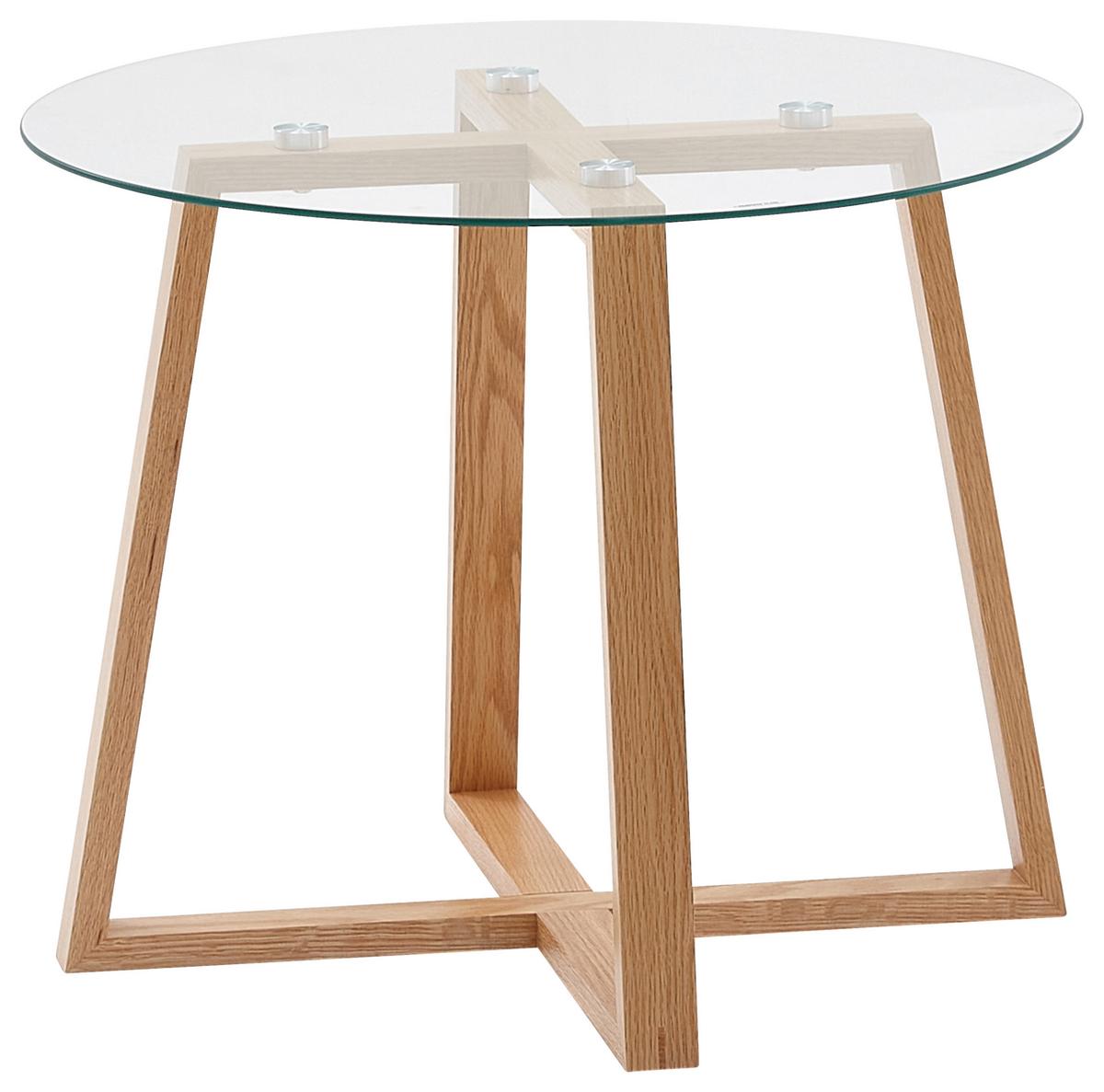 Klubska Miza Wl6.494 - barve hrasta/rjava, Moderno, steklo/les (58/58/47cm) - MID.YOU