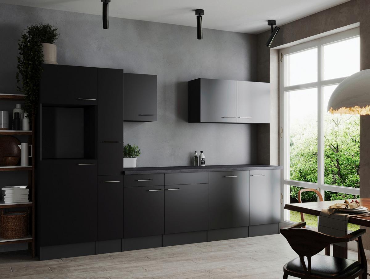 Kuhinjski Blok Brez Aparatov Oliver, 310cm - srebrne barve/črna, Design, kovina/leseni material (310cm) - Respekta