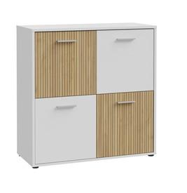 Komoda Quadro 2, Bela, Barva Hrasta - barve hrasta/bela, Moderno, leseni material (93,5/95,1/40cm) - Mömax