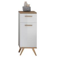 SZAFKA DOLNA NOVENTA  -TOP- - kolor dębowy/biały, Design, materiał drewnopochodny/szkło (35,5/89,5/33,0cm) - Xora