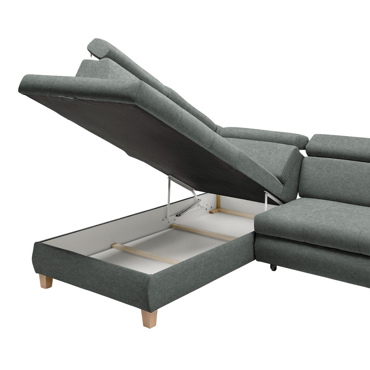 Ecksofa Lugo Graublau - Graublau, MODERN, Holz/Kunststoff (205/98/266cm) - Mömax