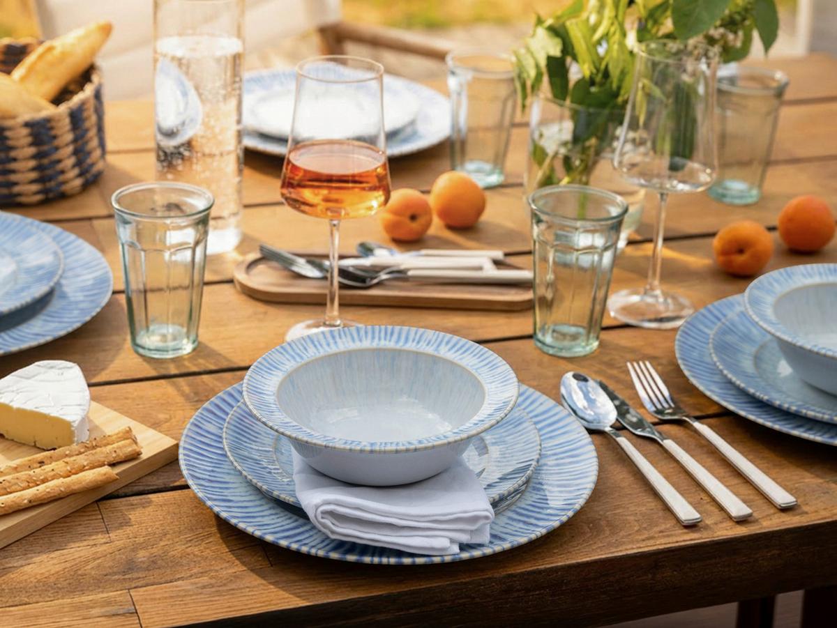 Étkészlet Rondo Summertime - világoskék/fehér, Design, kerámia - Creatable