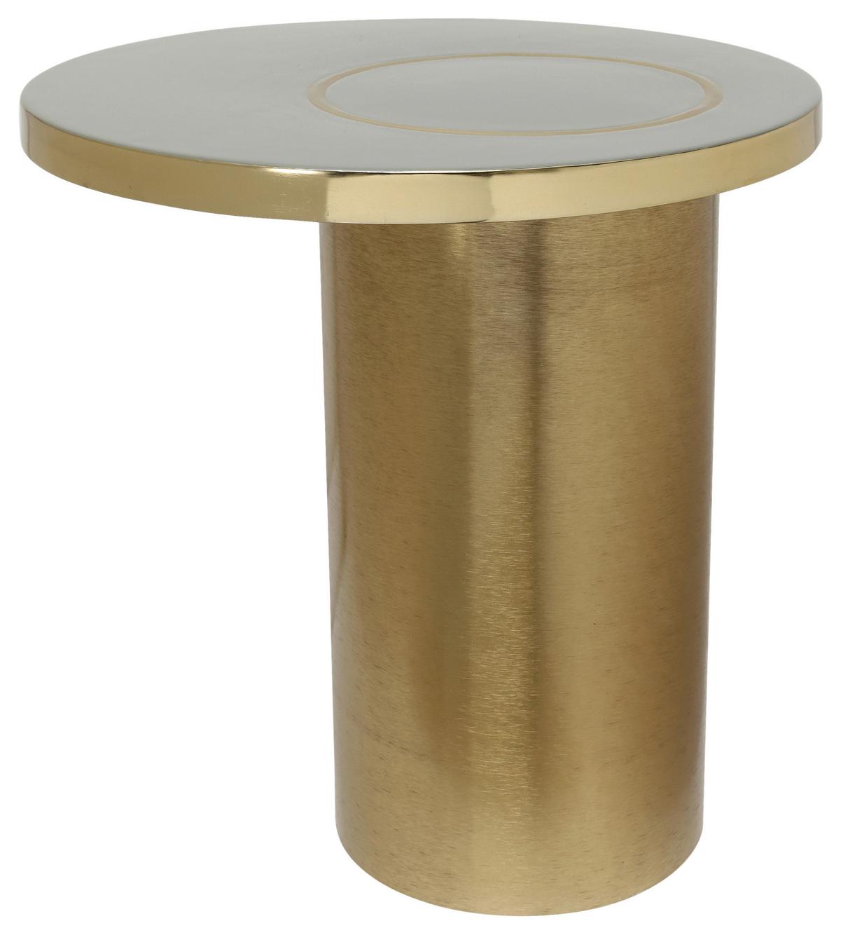 BEISTELLTISCH ART DECO 2325 - Schlammfarben/Goldfarben, Design, Metall (51/50cm) - Kayoom