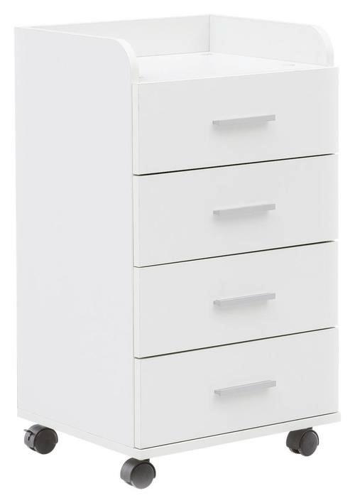 Rollcontainer "WL5.748" , weiss - Silberfarben/Weiß, KONVENTIONELL, Holzwerkstoff/Kunststoff (40/70,5/33cm) - MID.YOU
